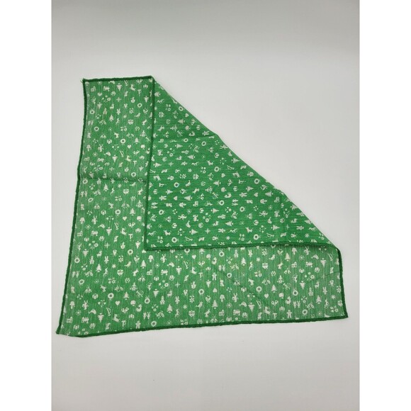Set Of 6 Vintage Christmas Cloth Napkins Green White Handmade - Picture 4 of 5